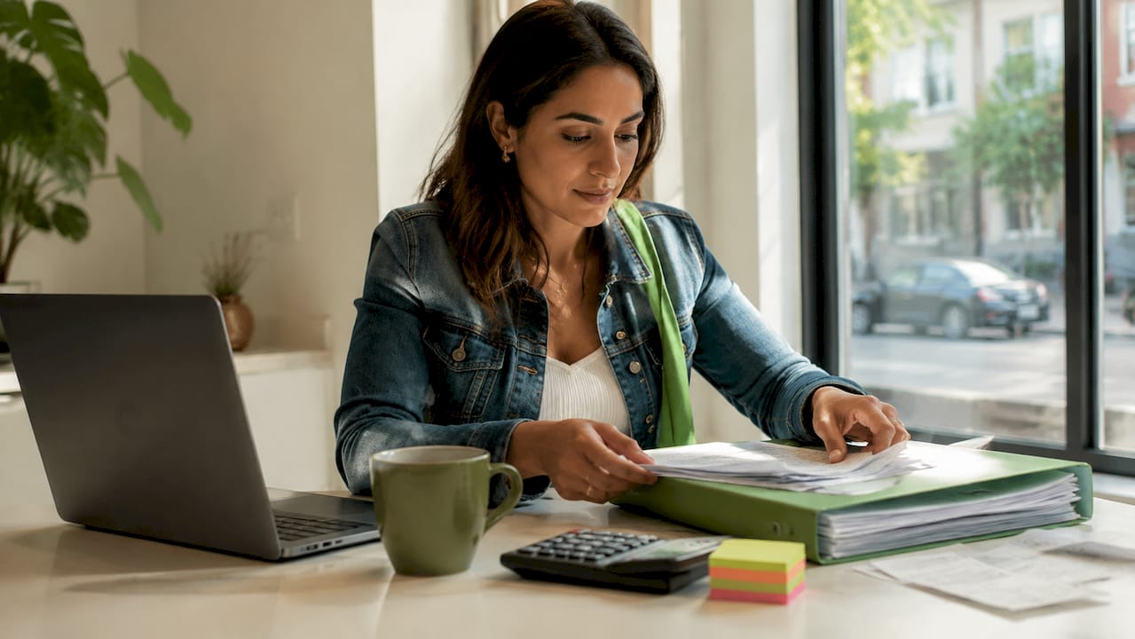 Een ondernemer brengt thuis orde aan in de financiële administratie
